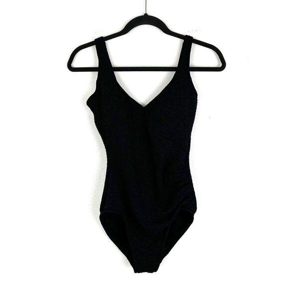 Other - One Piece Swimsuit V Neck Ruched Lined Crepe Black Size 12